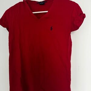 Ralph Lauren Women's Scarlet V-Neck Tee